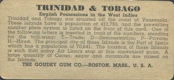 1937 Goudey Auto License Plates (R19-2) #NNO Trinidad &Tobago Back