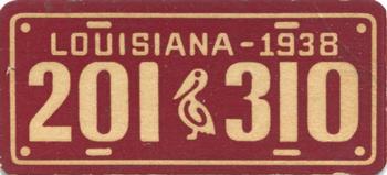 1938 Goudey Auto License Plates (R19-3) #NNO Louisiana Front