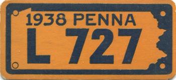 1938 Goudey Auto License Plates (R19-3) #NNO Pennsylvania Front