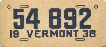 1938 Goudey Auto License Plates (R19-3) #NNO Vermont Front