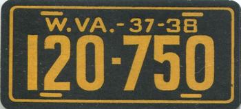 1938 Goudey Auto License Plates (R19-3) #NNO West Virginia Front