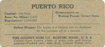 1938 Goudey Auto License Plates (R19-3) #NNO Puerto Rico Back