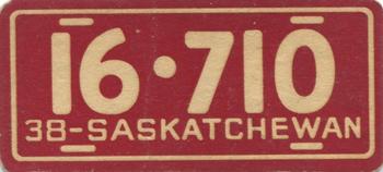 1938 Goudey Auto License Plates (R19-3) #NNO Saskatchewan Front