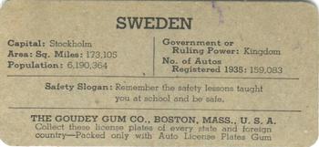 1938 Goudey Auto License Plates (R19-3) #NNO Sweden Back