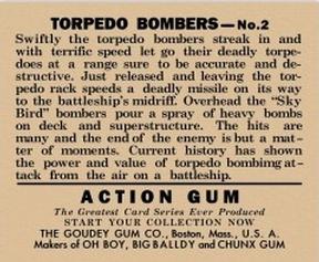1938 Goudey Action Gum (R1) #2 Torpedo Bombers Back