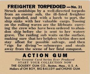 1938 Goudey Action Gum (R1) #31 Freighter Torpedoed Back