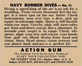 1938 Goudey Action Gum (R1) #41 Navy Bomber Dives Back