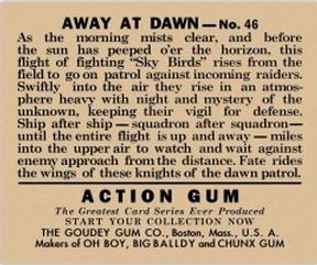 1938 Goudey Action Gum (R1) #46 Away at Dawn Back