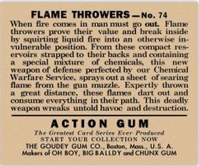 1938 Goudey Action Gum (R1) #74 Flame Throwers Back