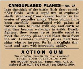 1938 Goudey Action Gum (R1) #78 Camouflaged Planes Back