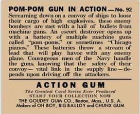 1938 Goudey Action Gum (R1) #92 Pom-Pom Gun in Action Back