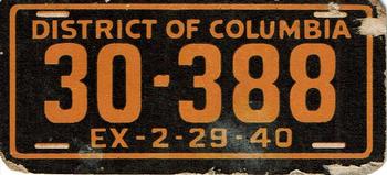 1939 Goudey Auto License Plates (R19-4) #NNO District of Columbia Front