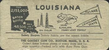 1939 Goudey Auto License Plates (R19-4) #NNO Louisiana Back