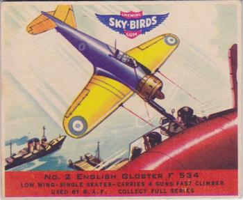 1941 Goudey Sky Birds (R137) #2 English. Gloster F 534 Front