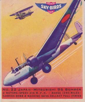 1941 Goudey Sky Birds (R137) #22 Japan. Mitsubishi 96 Bomber Front
