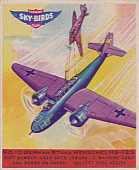 1941 Goudey Sky Birds (R137) #10 German. Stuka Henschel HS-123 Front