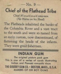 1947 Goudey Indian Gum (R773) #9 Chief of the Flathead Tribe Back