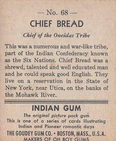 1947 Goudey Indian Gum (R773) #68 Chief Bread Back