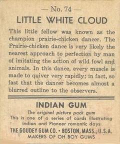 1947 Goudey Indian Gum (R773) #74 Little White Cloud Back