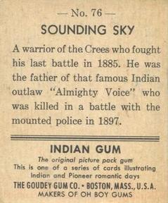 1947 Goudey Indian Gum (R773) #76 Sounding Sky Back