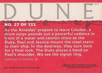 1984 Fleer Dune #27 Farwell to Caladan Back