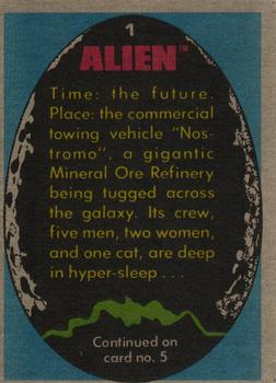 1979 Topps Alien #1 The Nostromo Back