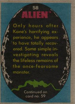 1979 Topps Alien #58 Remains of a Monster Back