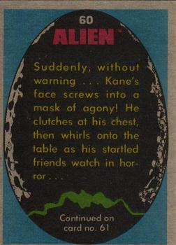 1979 Topps Alien #60 The Thing Within Kane! Back