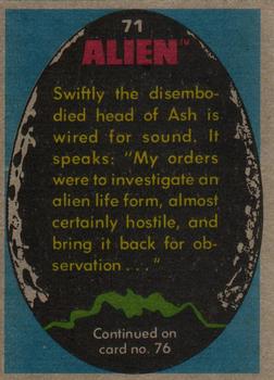 1979 Topps Alien #71 The Secret Revealed Back