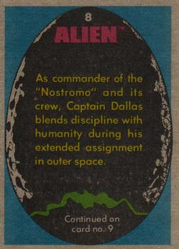 1979 Topps Alien #8 Captain Dallas Back