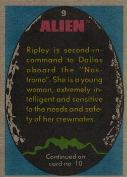 1979 Topps Alien #9 Warrant Officer Ripley Back