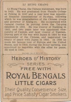 1911 American Tobacco Company Heroes of History / Men of History (T68) #NNO Li Hung Chang Back
