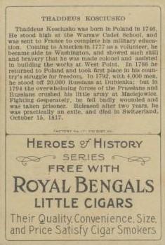 1911 American Tobacco Company Heroes of History / Men of History (T68) #NNO Thaddeus Kosciusko Back