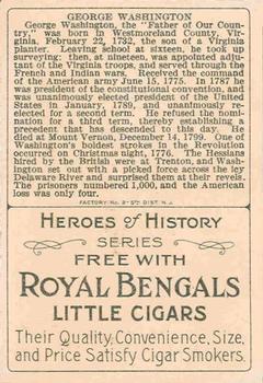 1911 American Tobacco Company Heroes of History / Men of History (T68) #NNO George Washington Back