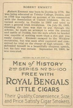 1911 American Tobacco Company Heroes of History / Men of History (T68) #NNO Robert Emmett Back