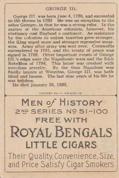 1911 American Tobacco Company Heroes of History / Men of History (T68) #NNO King George III Back