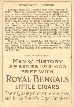 1911 American Tobacco Company Heroes of History / Men of History (T68) #NNO Stonewall Jackson Back