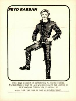 1984 Fleer Dune - Stickers #16 Princess Irulan / Feyd Rabban Back