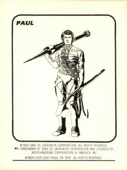 1984 Fleer Dune - Stickers #20 Dr. Kynes / Paul Back