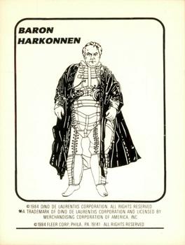 1984 Fleer Dune - Stickers #42 Piter Inspects the Troops / Baron Harkonnen Back