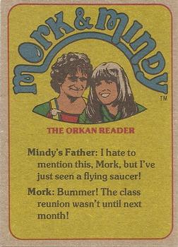1978 Topps Mork & Mindy #5 Sorry about last night -- I made a real crimluck out of myself! Back
