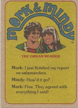 1978 Topps Mork & Mindy #38 Mork-- A blind date does not mean going out in dark glasses! Back