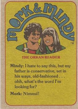 1978 Topps Mork & Mindy #44 Cora, would you call me old-fashioned?? Back