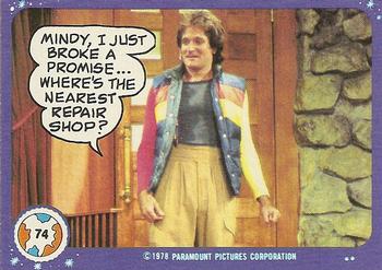 1978 Topps Mork & Mindy #74 Mindy, I just broke a promise... Where's the nearest repair shop? Front