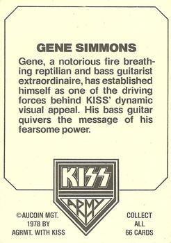 1978 Donruss Kiss #27 Gene Simmons Back