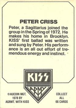 1978 Donruss Kiss #36 Peter Criss Back