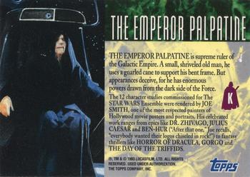 1993 Topps Star Wars Galaxy - Just Toys Bend 'Em #K Emperor Palpatine Back