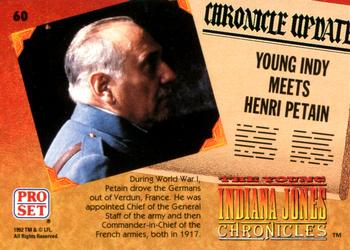 1992 Pro Set The Young Indiana Jones Chronicles #60 Young Indy meets Henri Petain Back