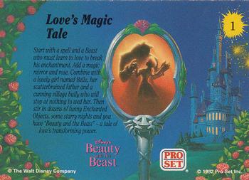 1992 Pro Set Beauty and the Beast #1 Love's Magic Tale Back
