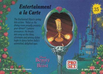 1992 Pro Set Beauty and the Beast #35 Entertainment a la Carte Back